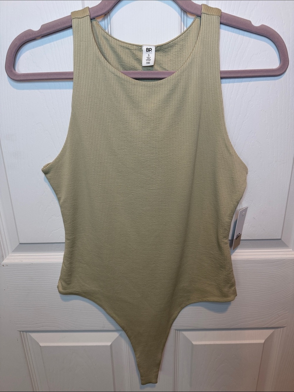 bp Olive Ribbed Scoop Neck Bodysuit